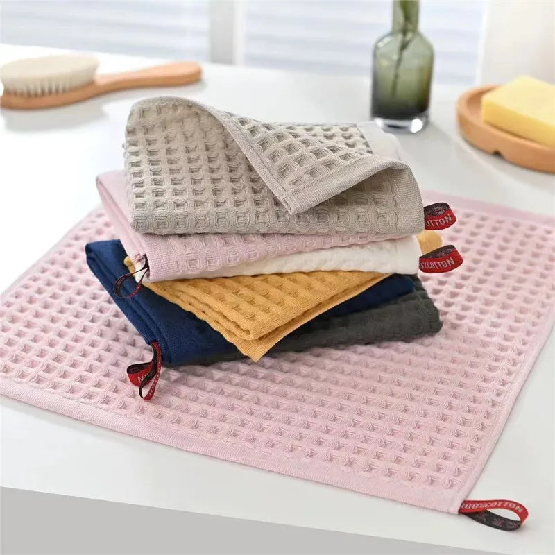 serviette face coton rapide absorption 30x30cm blanc rose jaune moderne crochets étiquette cotton
