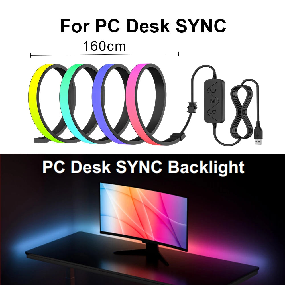bande lumière led multicolore moderne adhésive contrôleur usb synchronisation d'affichage ramadan événements