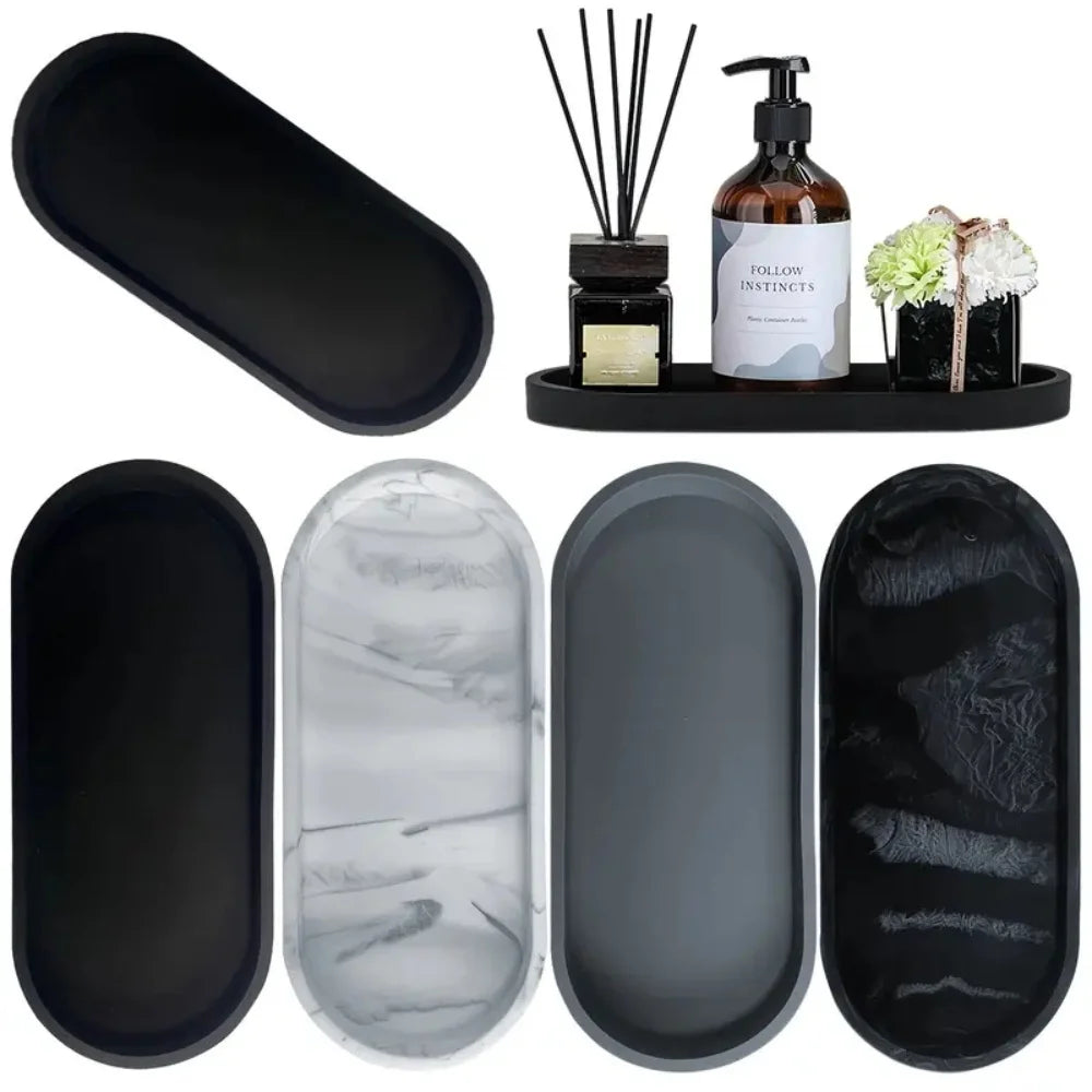 plateau silicium marbre moderne noir blanc gris rangement salle bain coiffeuse