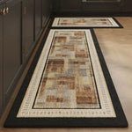 tapis acrylique antidérapant vert beige noir patchwork moderne rustique