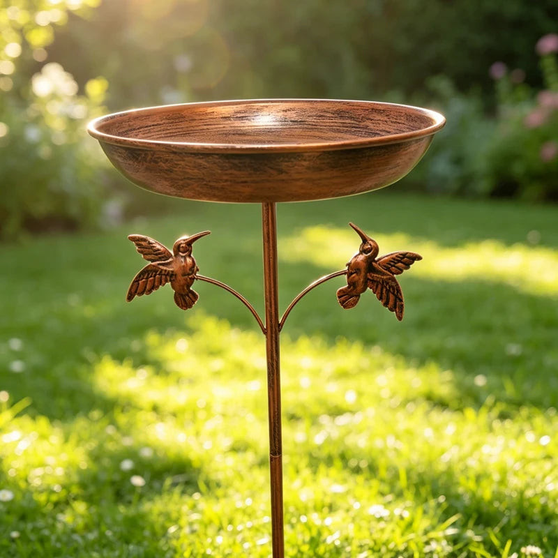 bassin oiseaux cuivre artisanal rustique jardin decoration abreuvoir baignoire stableextérieur