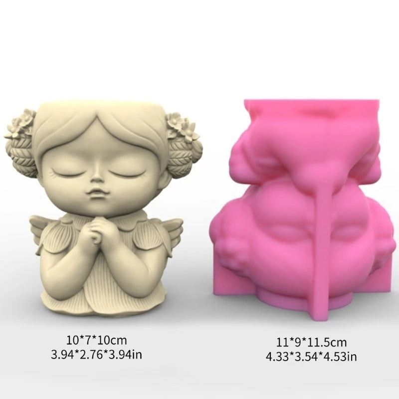 cache pot silicone forme figurine personnages accessoires floraux rose beige vert mignon decoratif