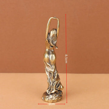 statue décorative femme dorée bronze drapés classique sculptural intérieur 8.5cm haute