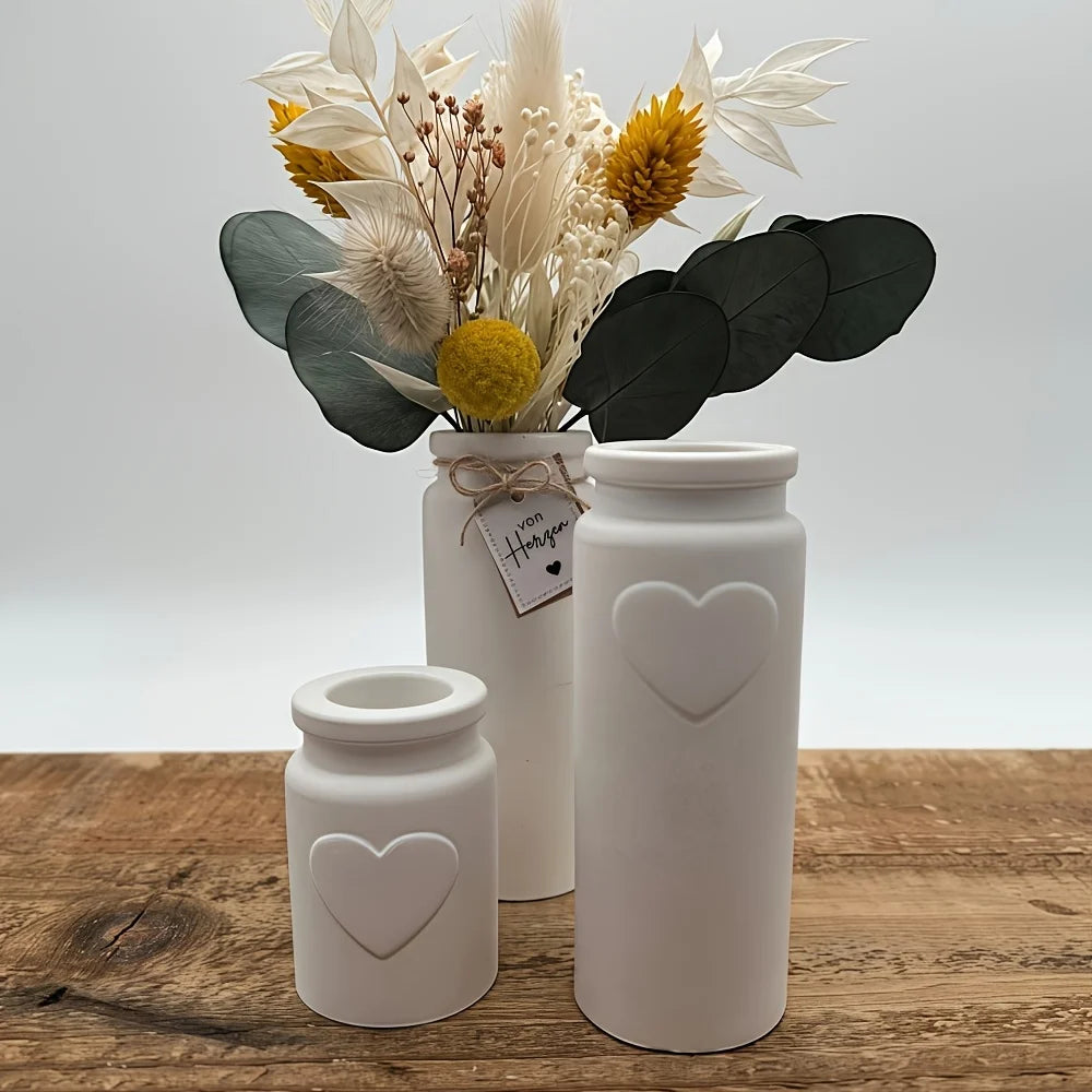 vases silicone blanc coeurs relief minimaliste réutilisables diy hydroponie porte bougies