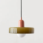 lumière suspendue moderne verre opaque ajouré rouge vin blanc orange jaune vert câble noir
