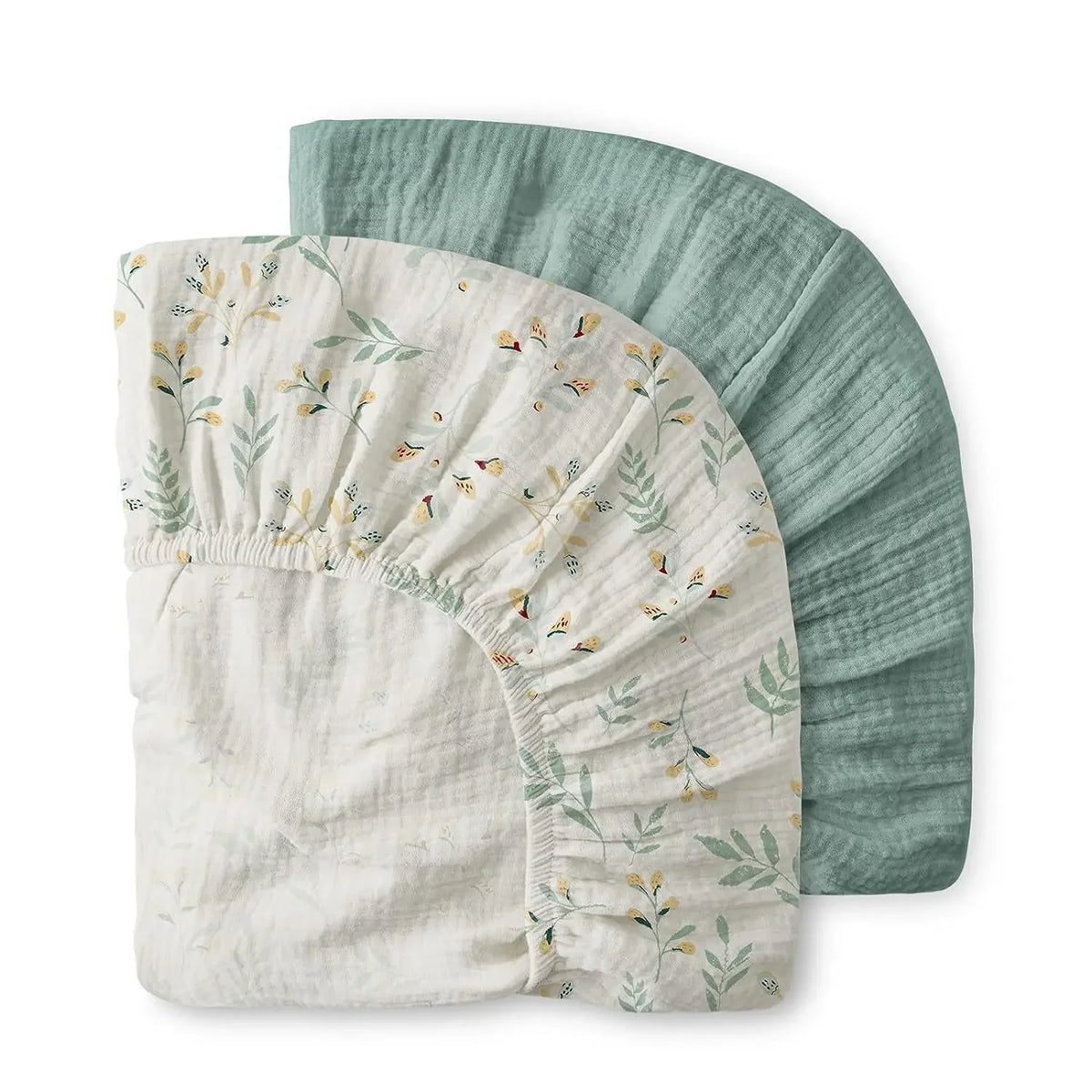 draps lit bébé coton fleurs pois blanc vert rose beige moderne élastique doux maternité