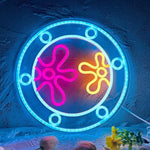 décoration murale néons lumineux multicolores motifs modernes tringles câbles
