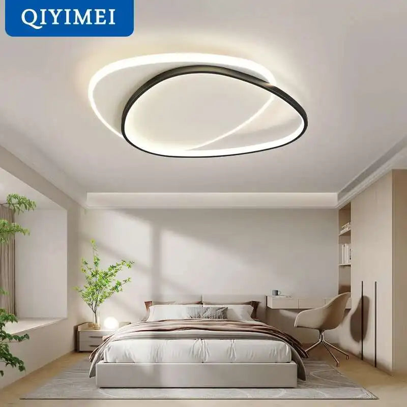 plafonnier led moderne rond blanc noir métal minimaliste éclairage intérieur salon chambre étude
