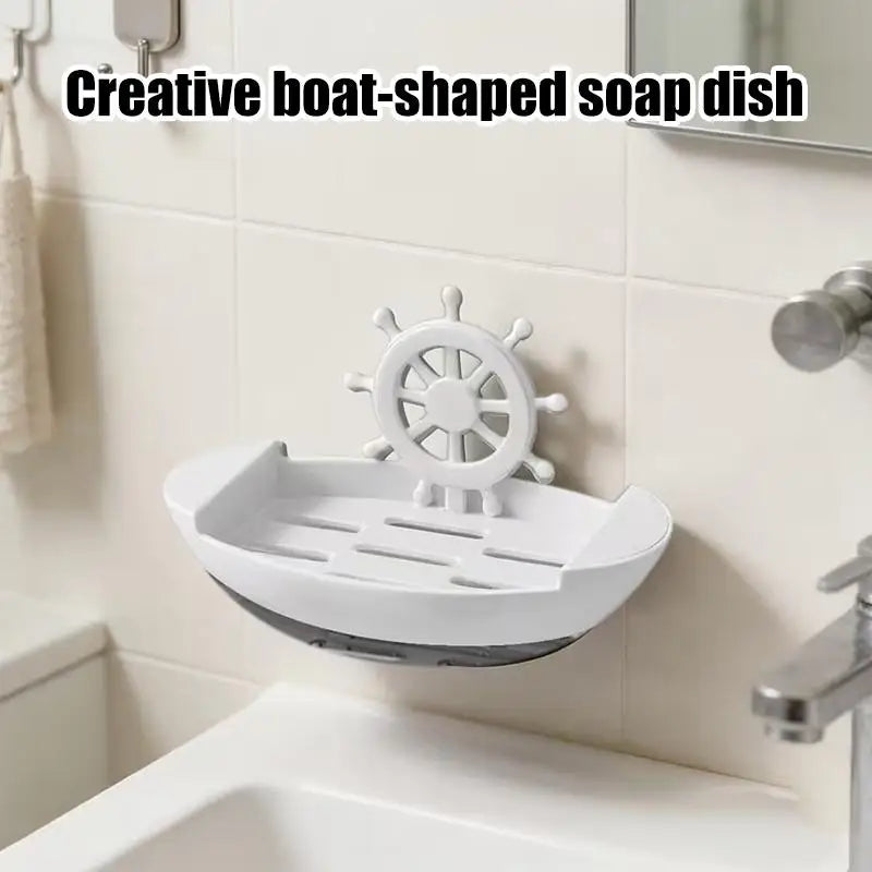 porte savon bateau nautique moderne adhésif drainage blanc gris noir rose