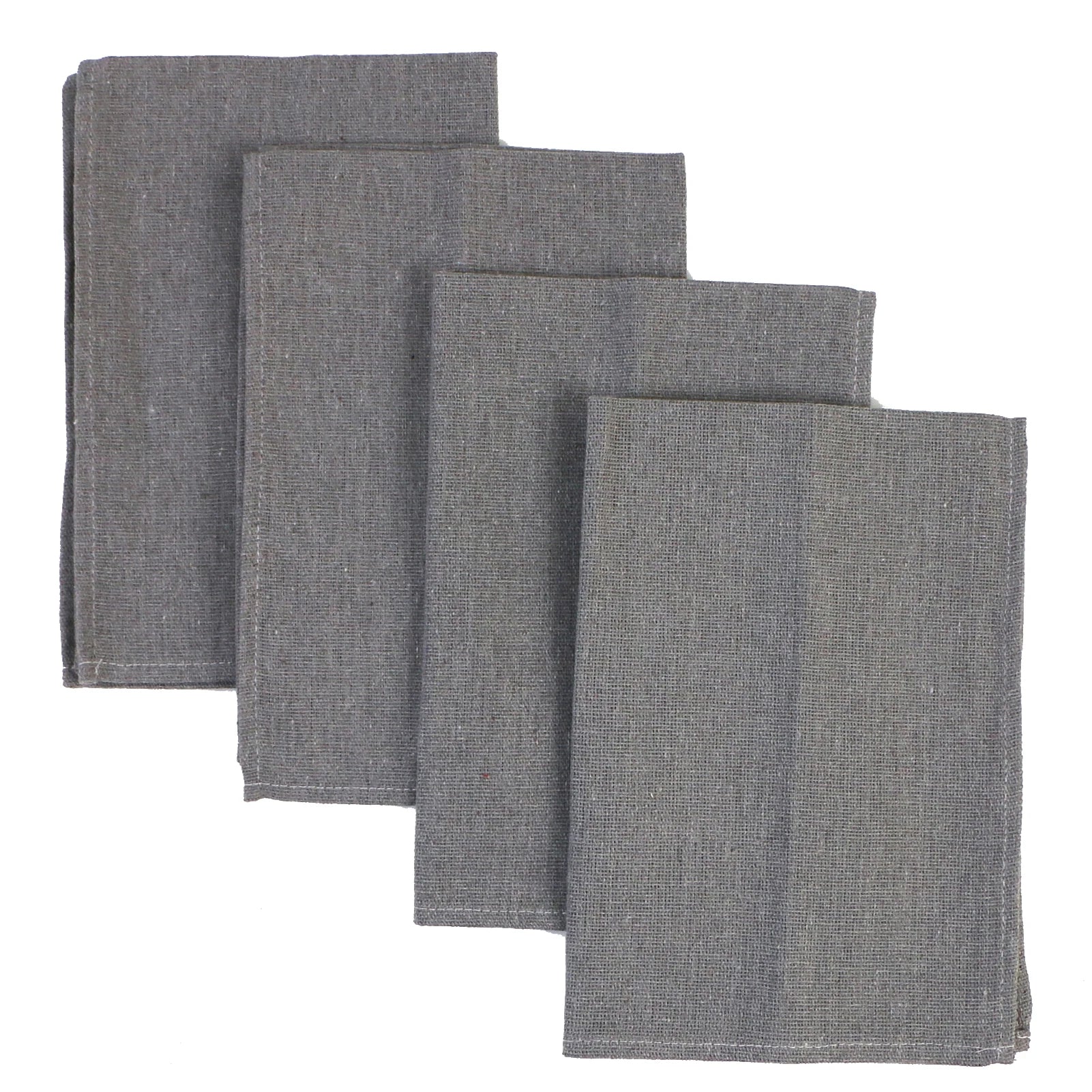 Serviettes de cuisine en lin gris, variété de tailles pour un usage polyvalent dans la cuisine.