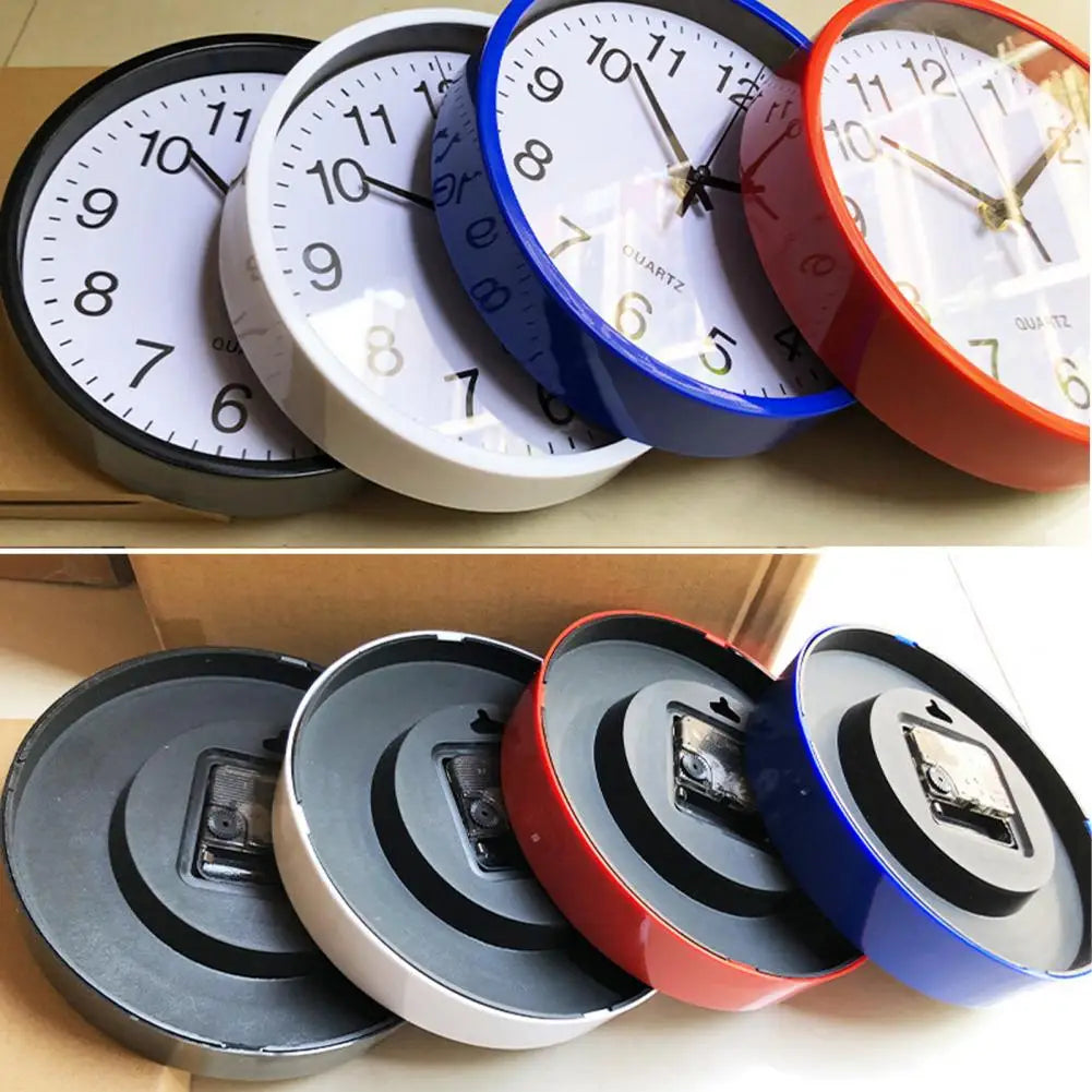 horloge murale moderne cadran blanc chiffres noirs salon aiguille quartz silent