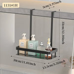 étagère salle bain deux niveaux noir moderne grille imperméable aluminium fixations murales rangement douche