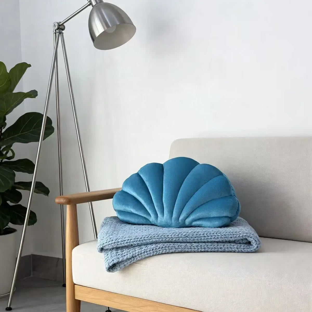 coussin velours coquillage lavable moderne rose bleu violet lit salon chambre