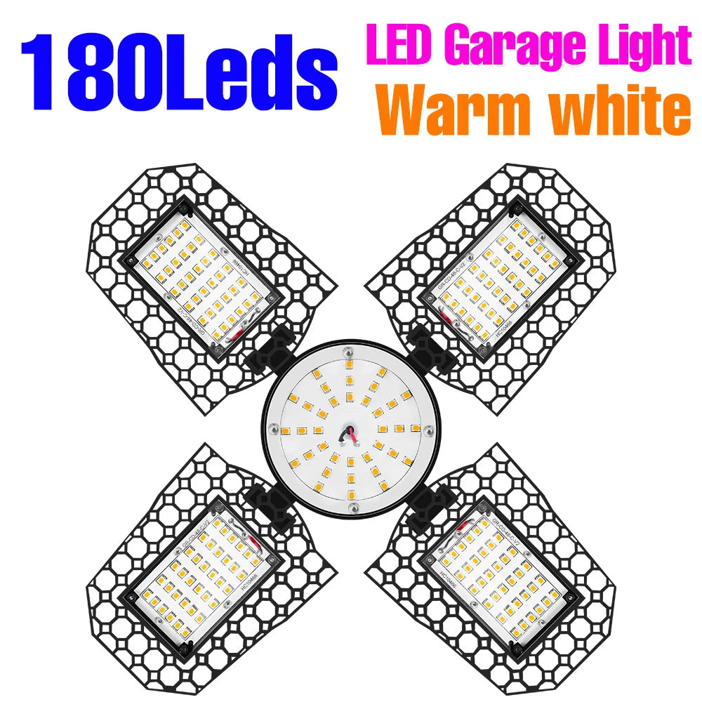 lampe garage led noir moderne grille hexagonale 1000 lumens 20000 heures 2700k 6500k