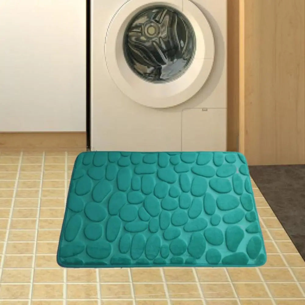tapis bain moderne gris bleu rose blanc marron texture cailloux antidérapant absorption eauversible salle
