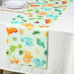 table table motif dinosaure feuilles tropicales décoration enfantine anniversaire fête révélation sexe aquarelle blanc