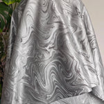 tissu polyester gris argenté marbré texture ondulée moderne élégant tissu brocart 150cm large