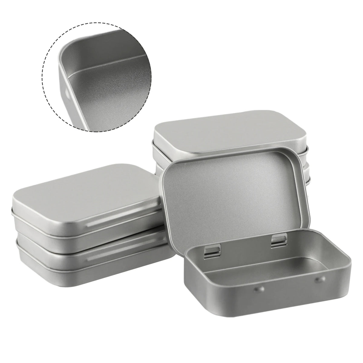 boîtes métalliques argentées modernes bijoux rangement respectueuses environnement lisses couvercle coulissant portable organisateur cosmétiques