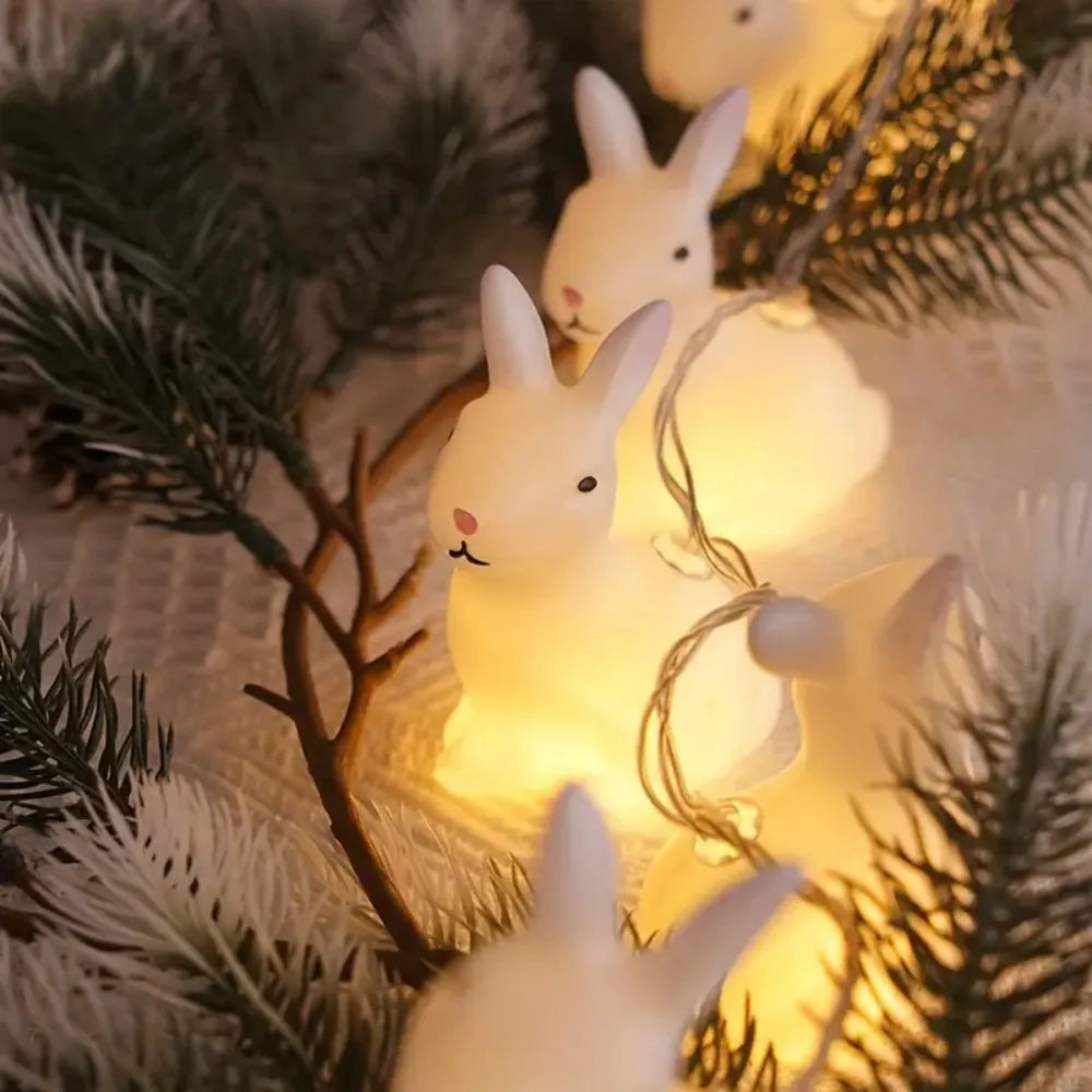 décoration intérieure figurines lapins lumineuses blancs visage mignon modernes 10 led autonomes