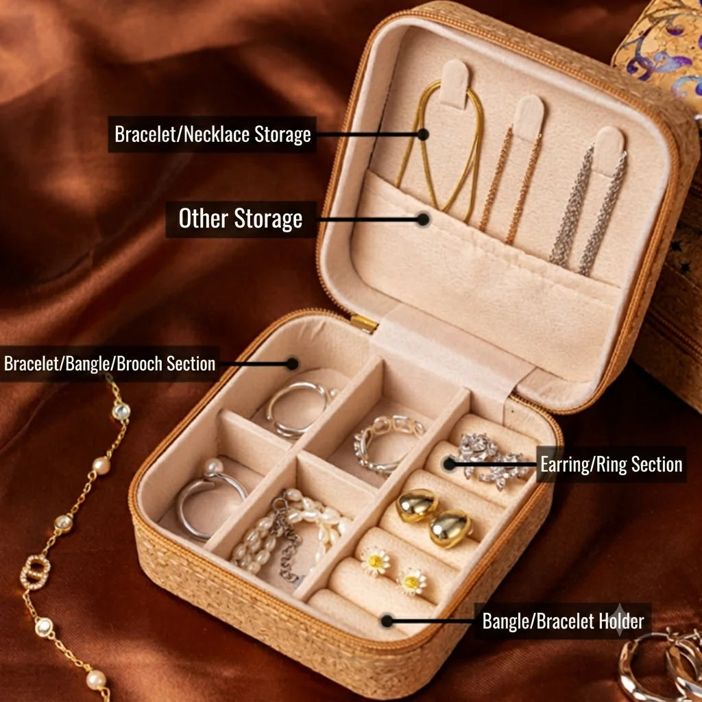 boîte bijoux vintage portable motifs floraux couleurs multiples rangement colliers boucles d'oreilles bracelets