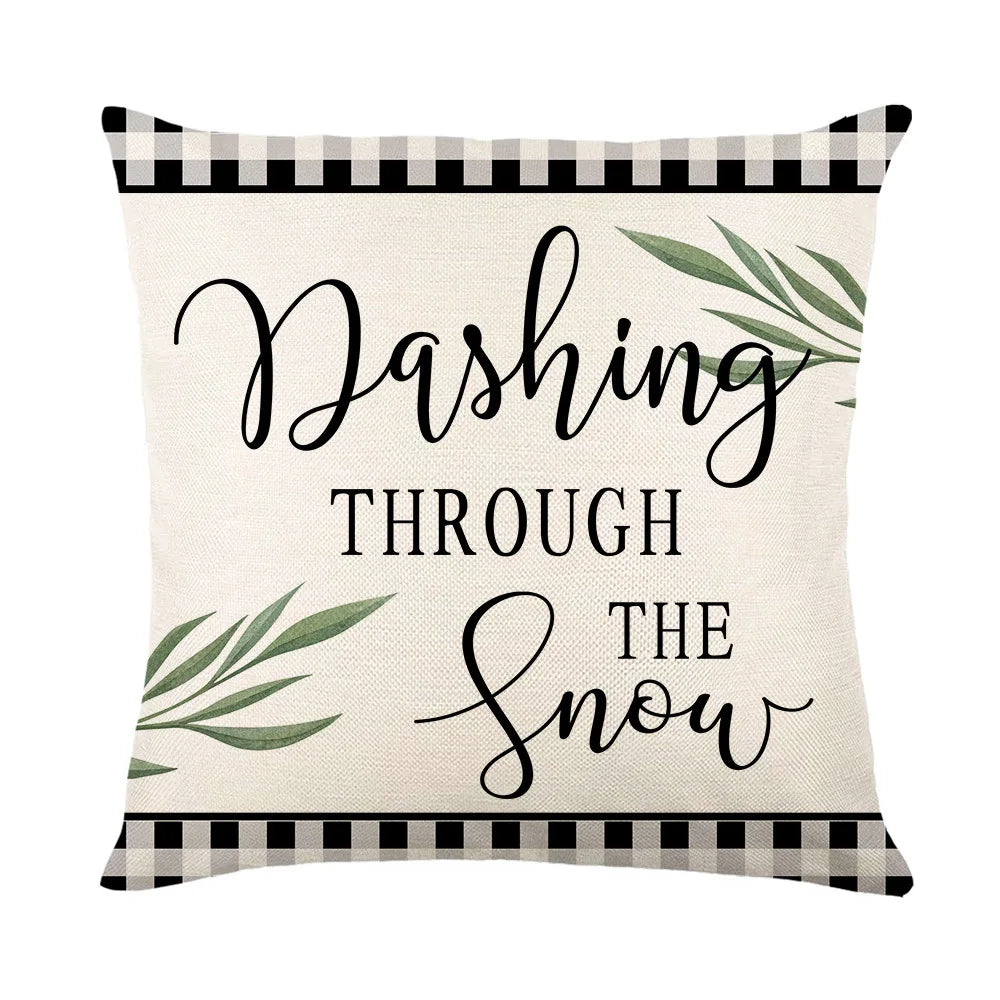 coussin carré noël arbre renne guirlande bonhomme neige décoration maison traditionnel opacité fixe