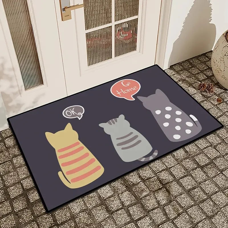 tapis d'entrée moderne fleurs colorées welcome chill out antidérapant résistant décoloration polyester