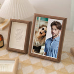 cadres photo personnalisables bois marron clair rustique adhésifs mur photos différentes tailles transparents