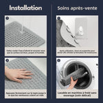 tapis douche antidérapant moderne gris perfo alvéoles adhésifs drainage salle bain