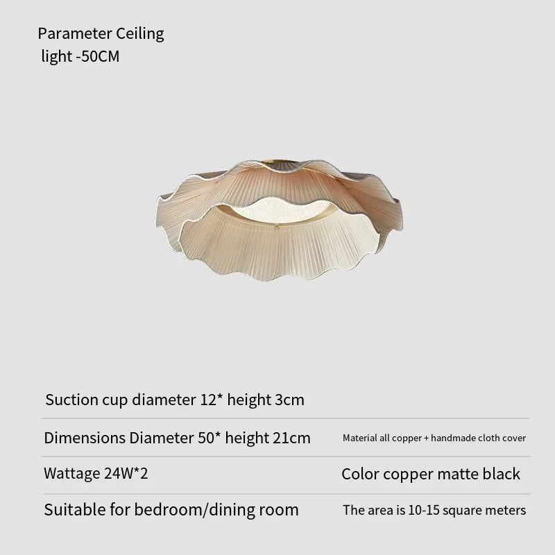 suspension lumineuse moderne plissée semi translucide beige clair élégante minimaliste chambre salon restaurant