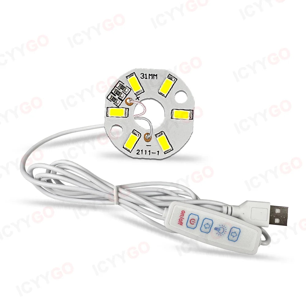 source lumière led 3w 5v usb blanc rouge circulaire adhésif câble interrupteur
