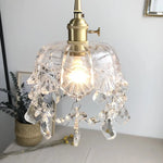 lampe suspendue classique transparente dorée cristal verre taillé salon chambre hallôtel