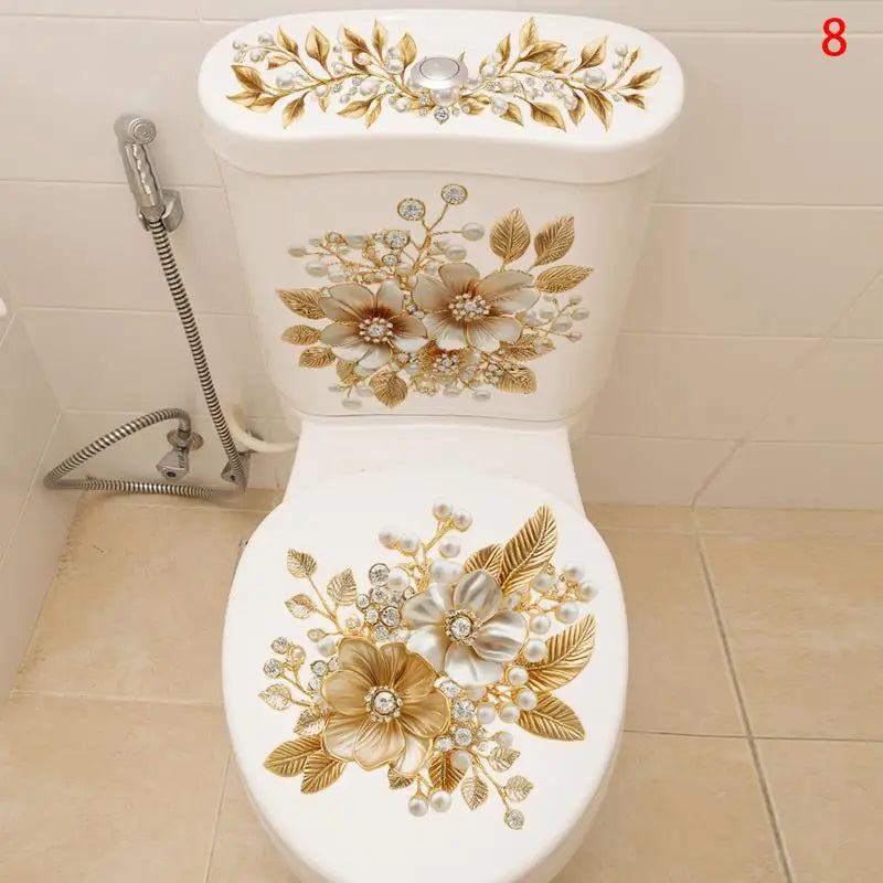cache wc adhésif floral fleurs papillons blanc vert bleu rose violet mignon 30cmx59cm