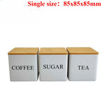 boîtes rangement sucre thé bambou noir blanc couvercle métal minimaliste respectueux environnement