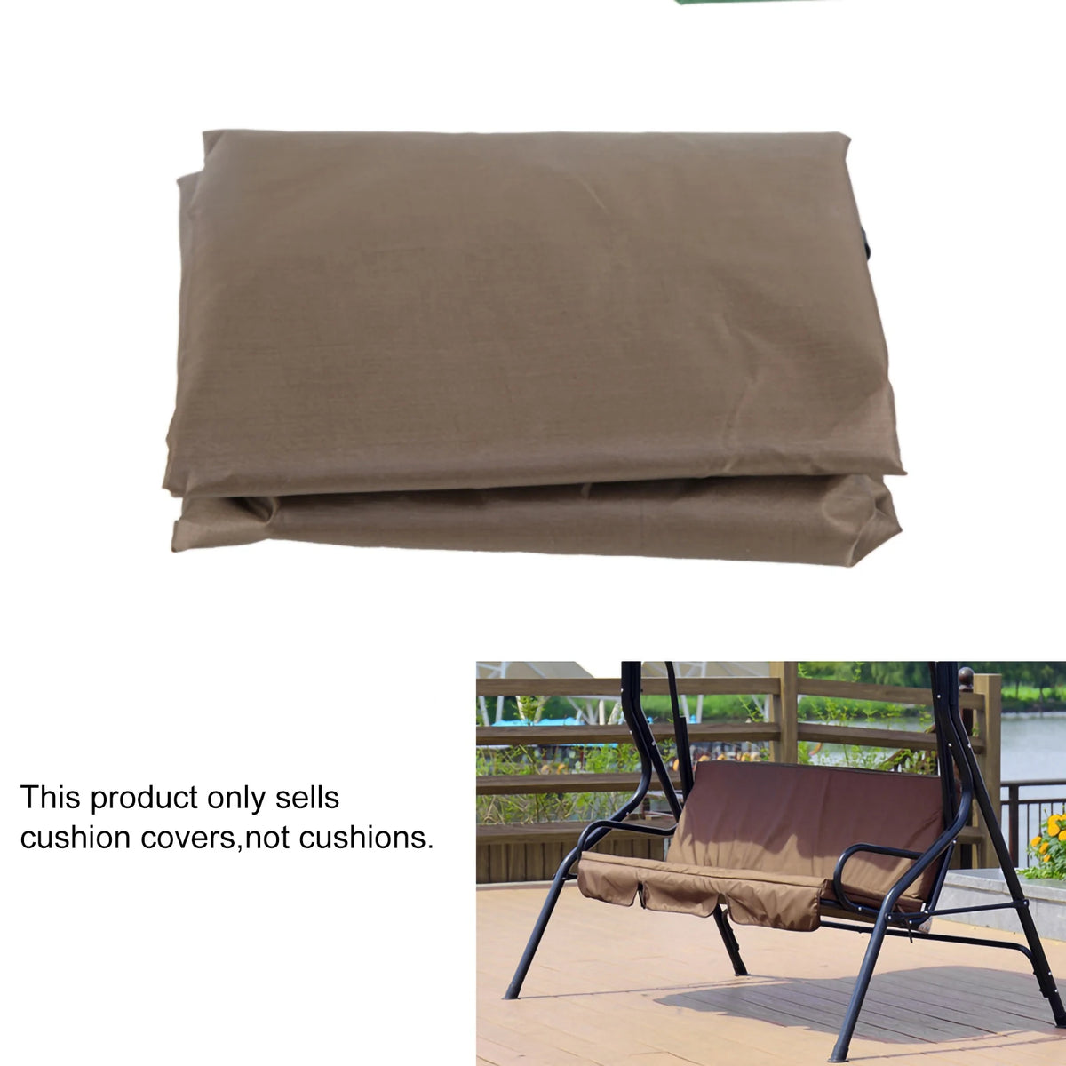 housse coussin balancelle extérieure vert beige marron tissu uni franges opacité totale passants sangles
