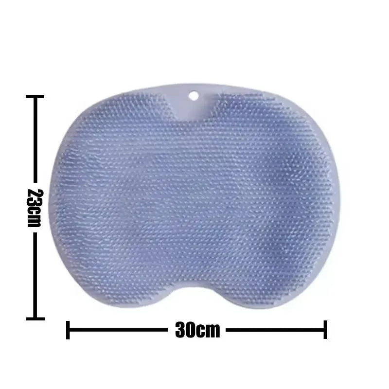 brosse douche exfoliante silicone bleu rose gris texturée points moderne pratique suction cup