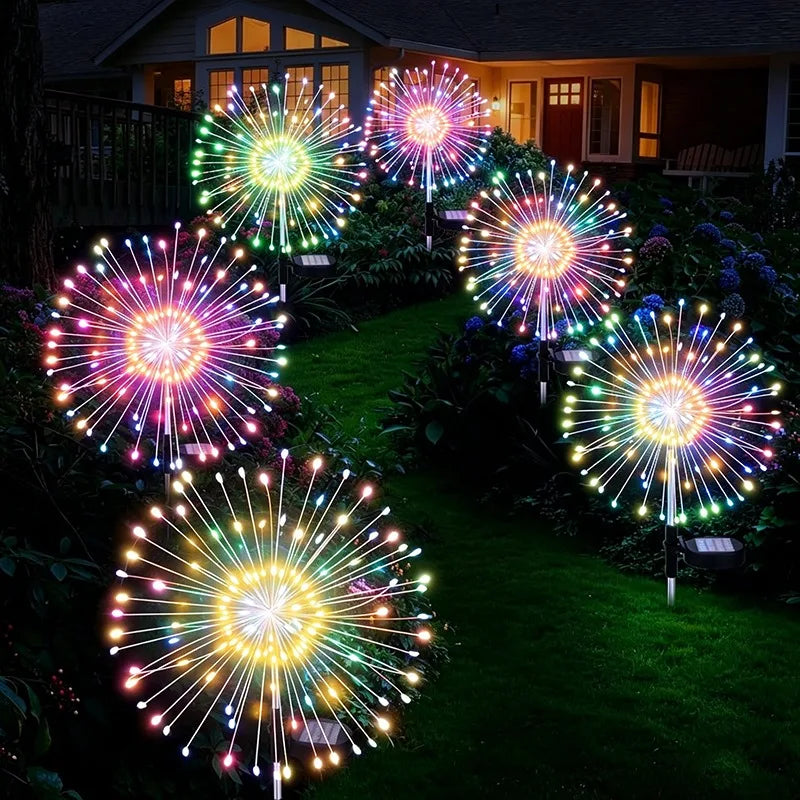 lumières solaires feu d'artifice multicolore étoile moderne extérieures scintillantes vacances led piquet métallique patio