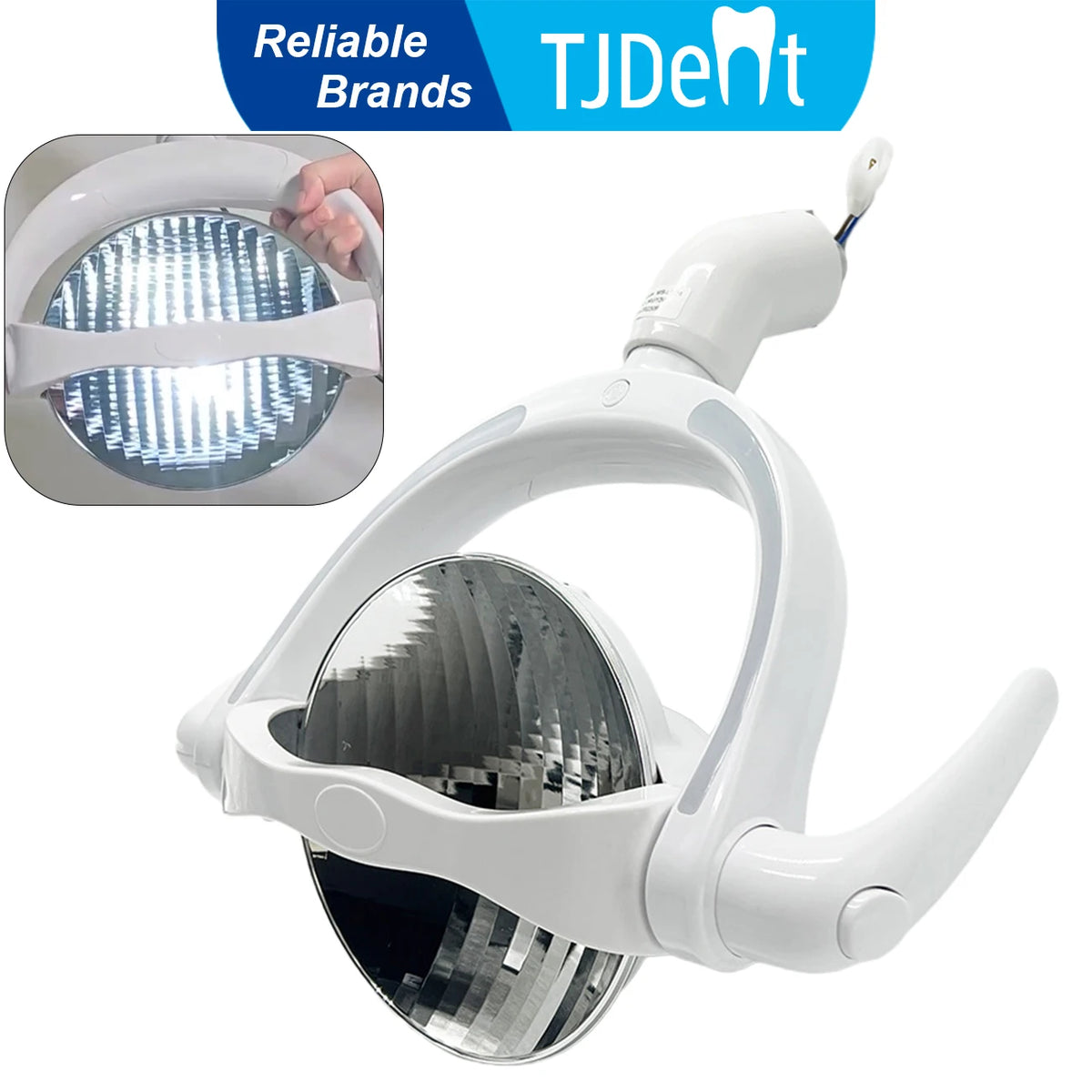 lampe dentaire led moderne blanche mat sans ombre tringle interrupteur base