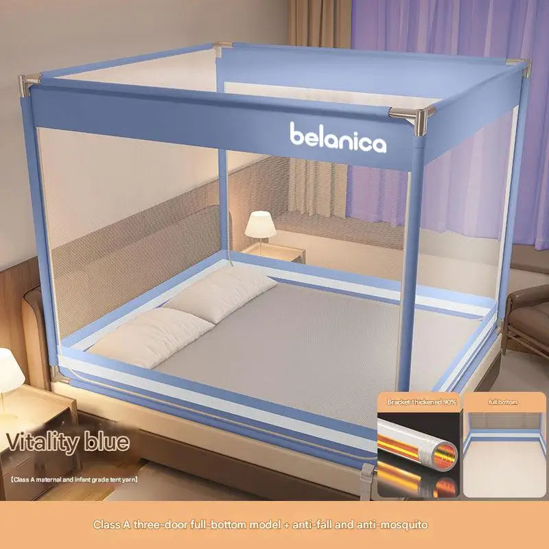 lit baldaquin moustiquaire polyester plié unisexe moderne beige blanc clips chambre enfants bébés