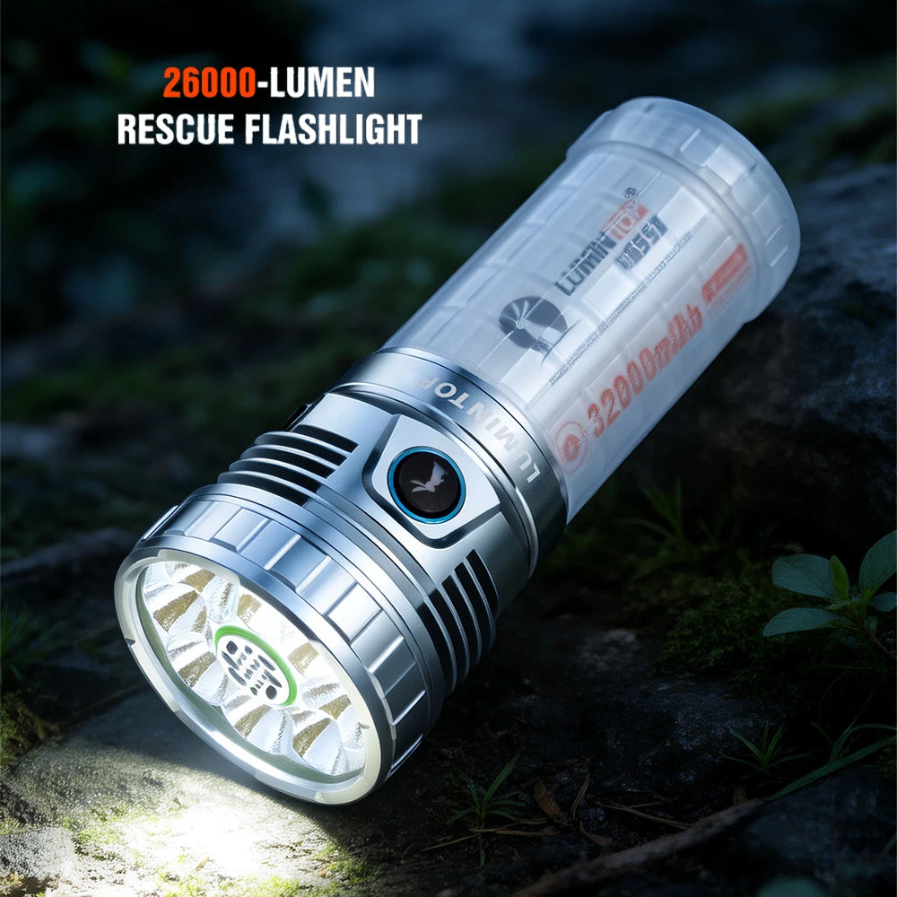 lampe torche led rechargeable oled argentée transparente moderne tactique