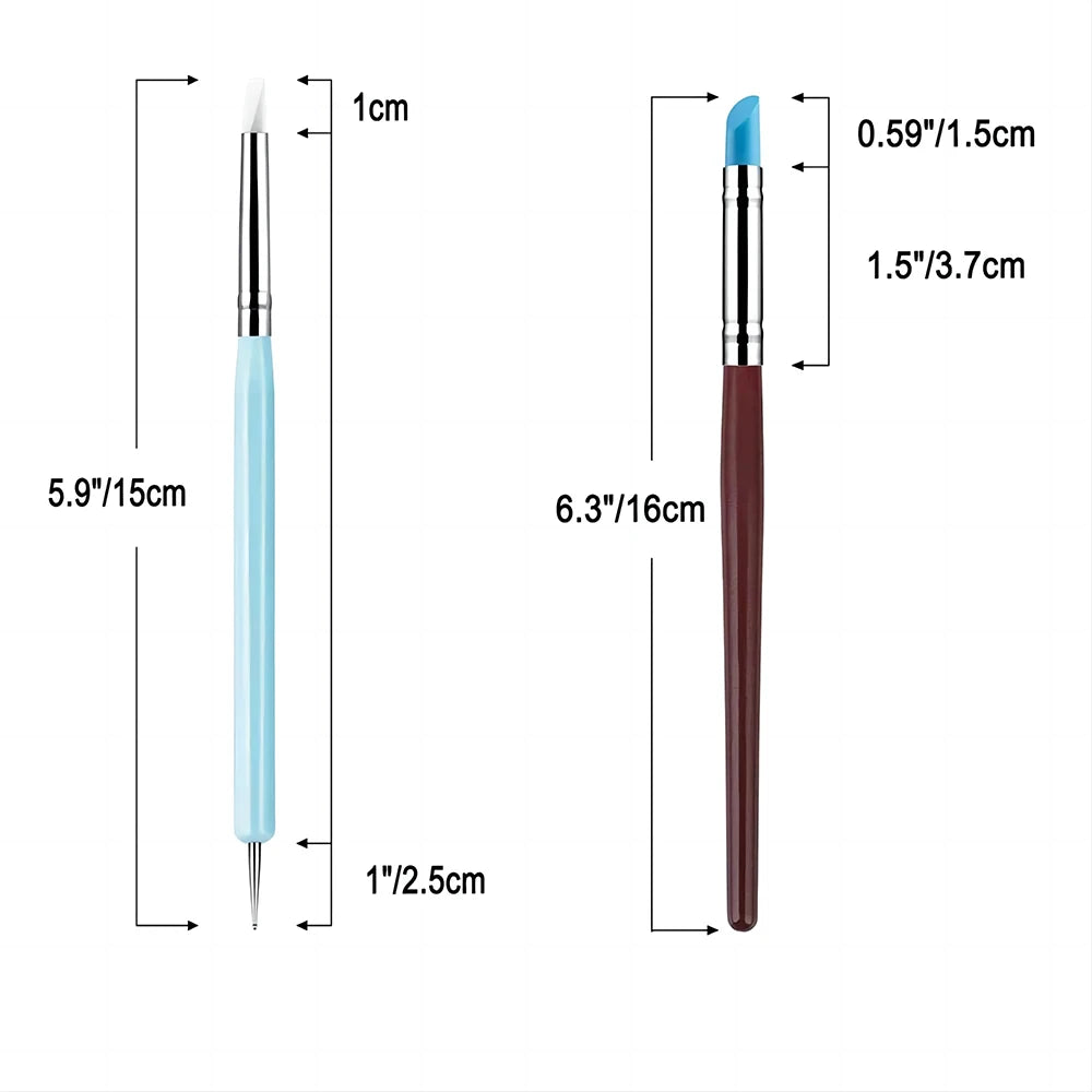 stylos pointe silicone bleu clair brun foncé pointes diverses modernes lisses opaques sculpteur nail