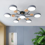 plafonnier led moderne gris bois clair suspension acrylique minimaliste 40w 3600lm 220v