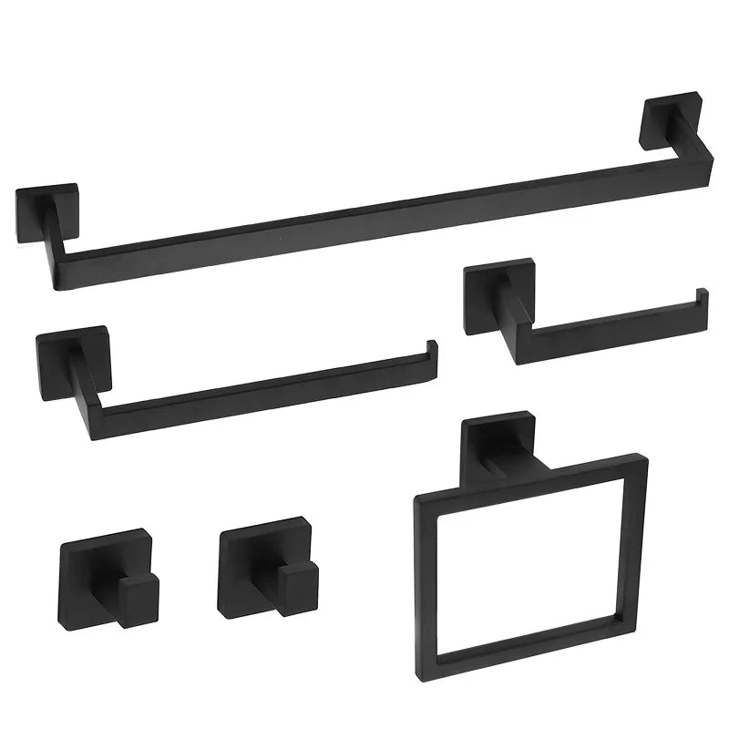 ensemble porte serviettes moderne noir mat acier inoxydable finition laquée fixe salle bain 60cm