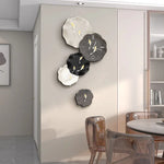 horloge murale moderne décoration intérieure aiguille dorée motifs oiseaux bois blanc noir