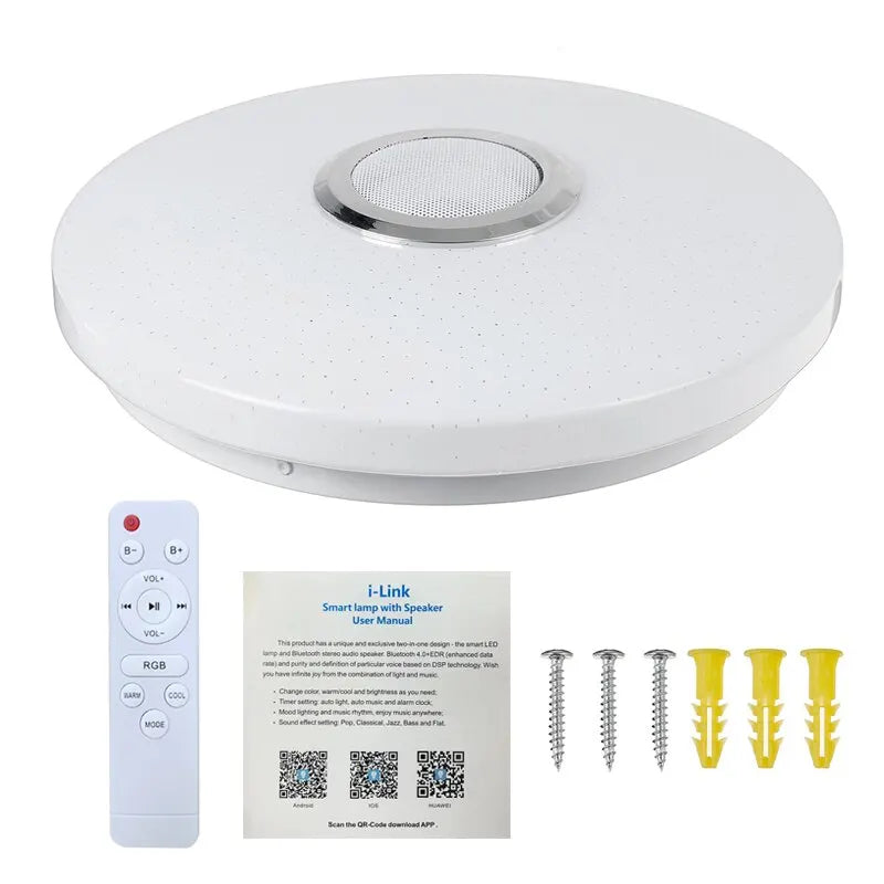 plafonnier led moderne blanc points noirs éclairage rgb télécommande 220v ac musique
