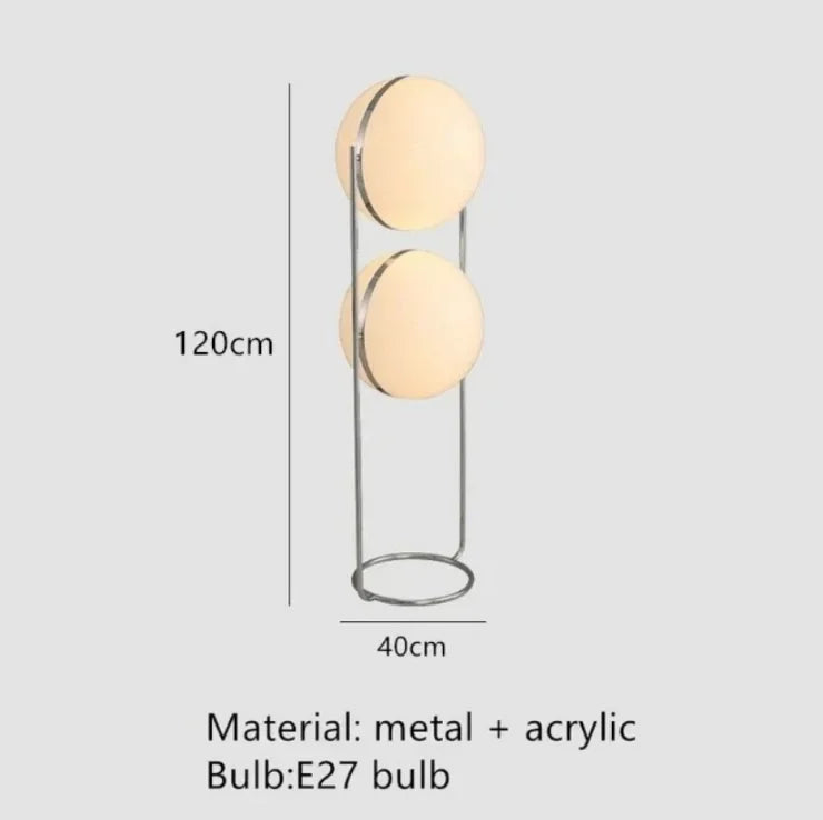 lampe sol moderne acrylique blanche dorée interrupteur rond translucide