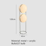 lampe sol moderne acrylique blanche dorée interrupteur rond translucide