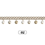 ruban rideau pompons vert doré élégant décoration partie zigzag coton polyester