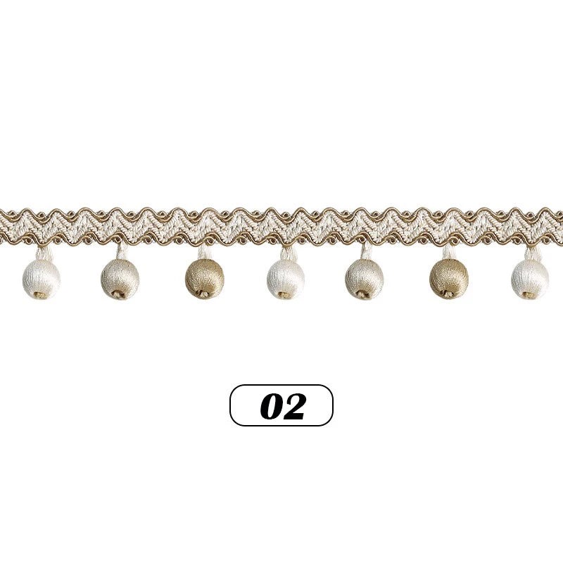 ruban rideau pompons vert doré élégant décoration partie zigzag coton polyester