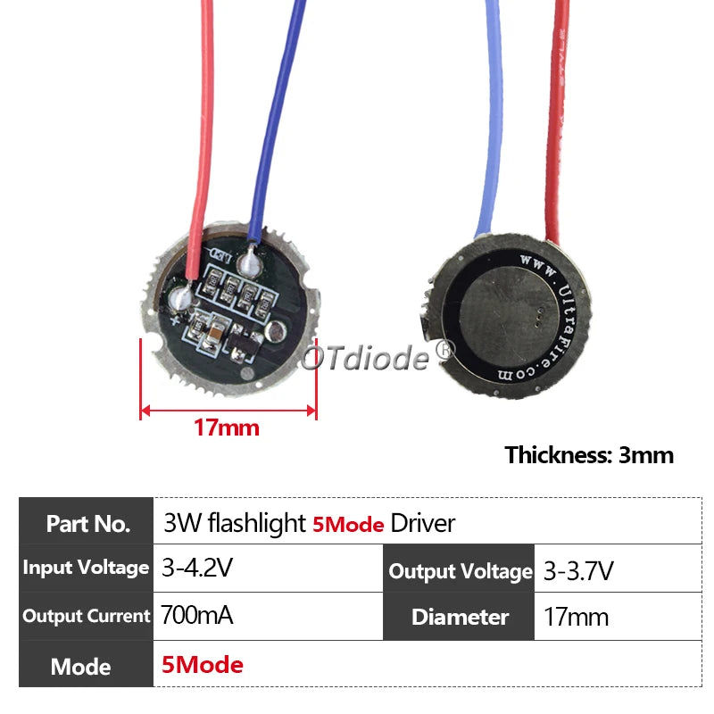 circuit intégré led 3w 5w 10w vert bleu noir 17mm 20mm 22mm 1mode 5modes