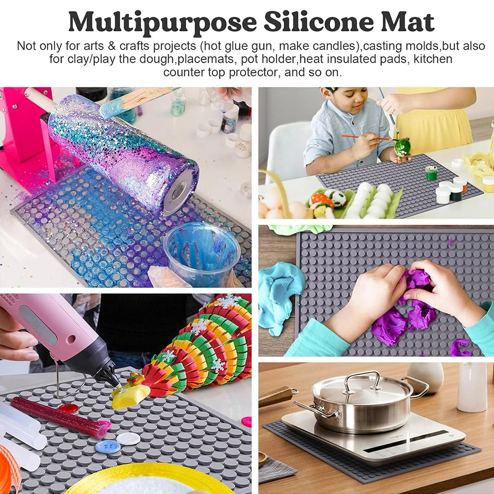 tapis silicone gris moderne points ronds adhésif cuisine résistant chaleur antidérapant collecteur résine